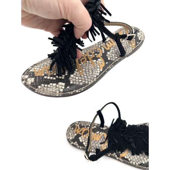 Sam Edelman Gela Black Suede Leather Fringe Sandals Women's Size 8.5 Summer - Picture 14 of 16